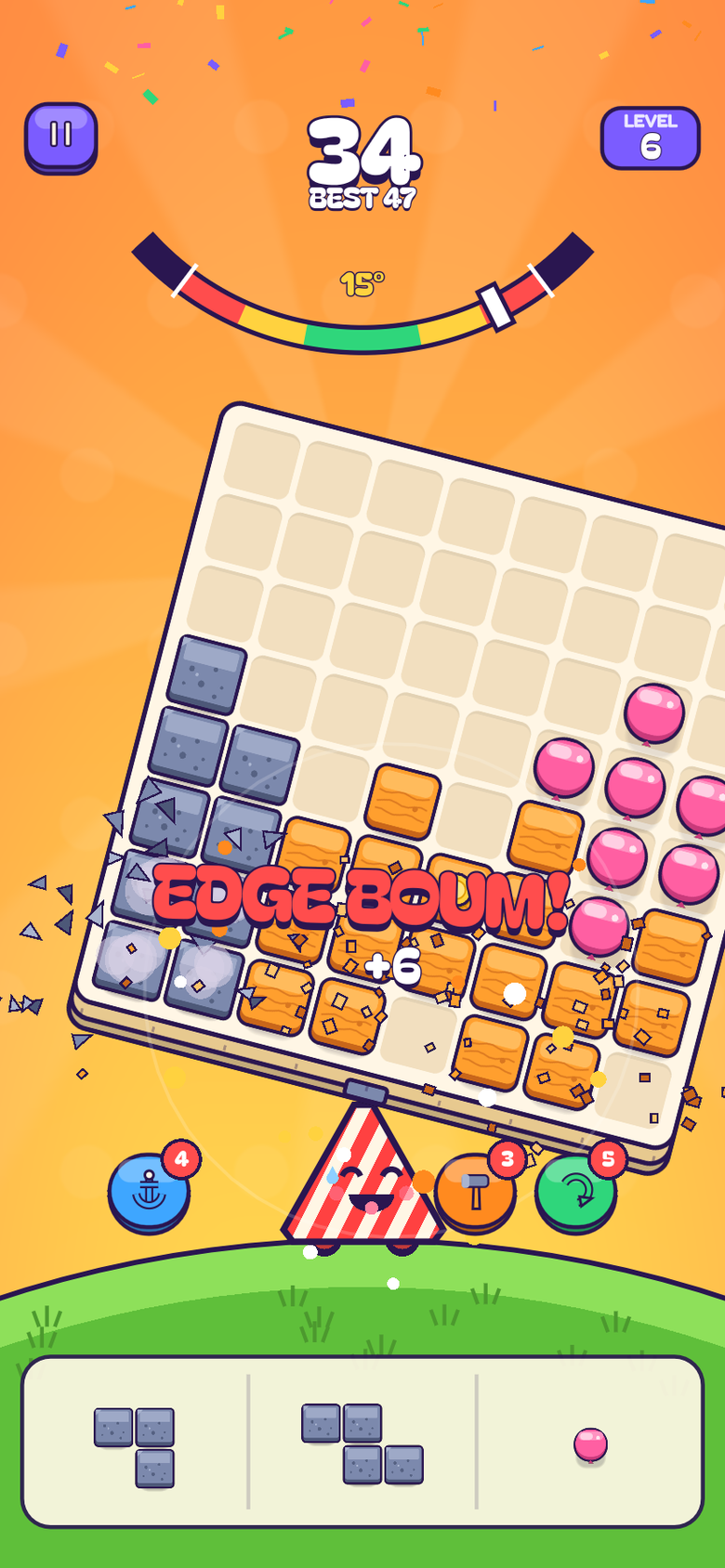 BoumBlocks gameplay: a tilting board of blocks on Pivo